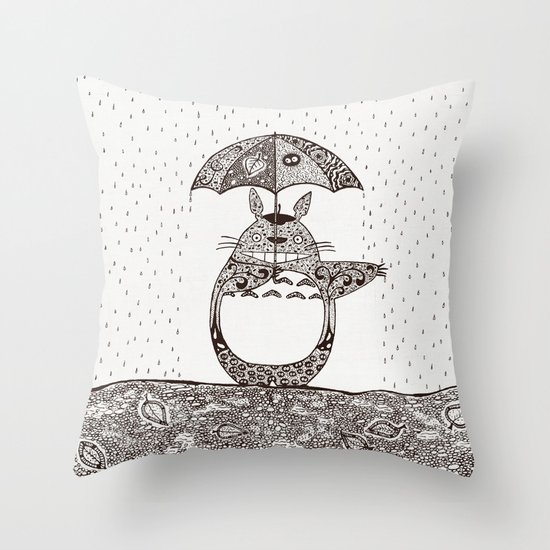 Happy Totoro Throw Pillow