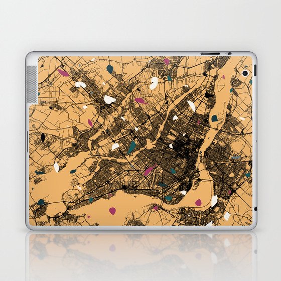Canada, Montreal Map Print - Linocut Laptop & iPad Skin