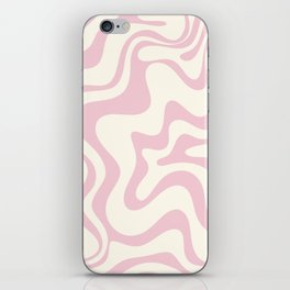 Retro Liquid Swirl Abstract Pattern Pastel Pink Cream iPhone Skin