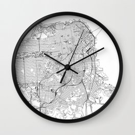 San Francisco White Map Wall Clock