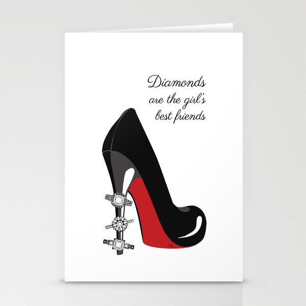 Diamonds are the girls best friends high heels illustration Stationery Cards