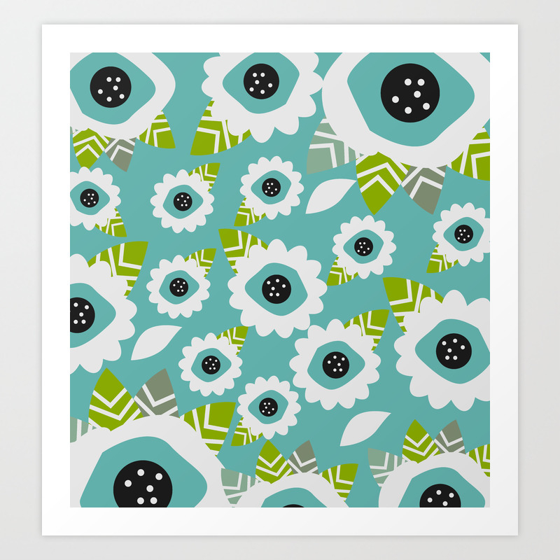 Abstract Little Flowers In Blue Art Print By Cocodes Society6
