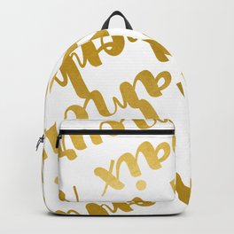 Peace Love Happiness #society6 #decor #buyart Backpack | Saying, Graphicdesign, French, Fauxgold, Cursive, Happiness, Digital, Quote, Gold, Golden 