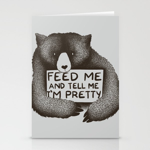 Feed Me And Tell Me I'm Pretty Bear Stationery Cards