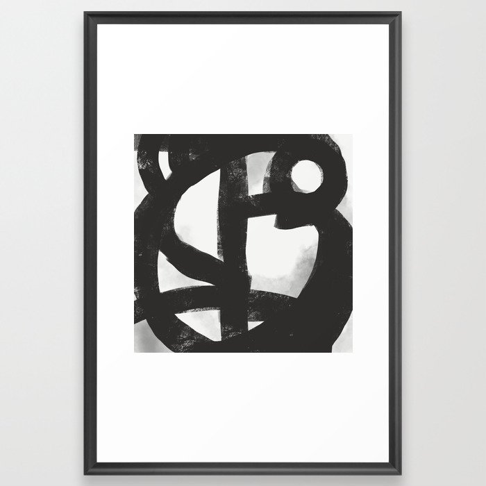 Black and white decorative abstract square 04 Framed Art Print