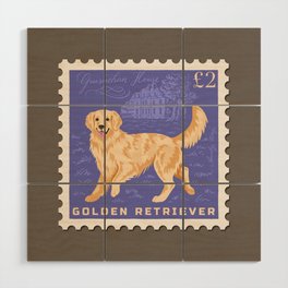 Golden Retriever Dog Postage Stamp Wood Wall Art