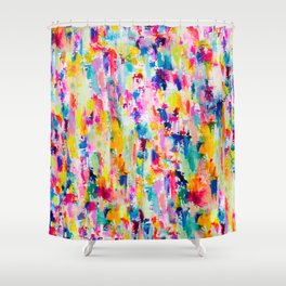 Bright Colorful Abstract Painting in Neons and Pastels Shower Curtain