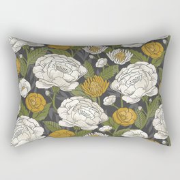 Spring Garden - Gray + Gold Rectangular Pillow