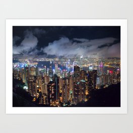 Night view of Hong Kong  Art Print