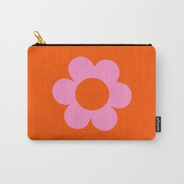 La Fleur | 01 - Retro Floral Print Orange And Pink Aesthetic Preppy Modern Abstract Flower Carry-All Pouch