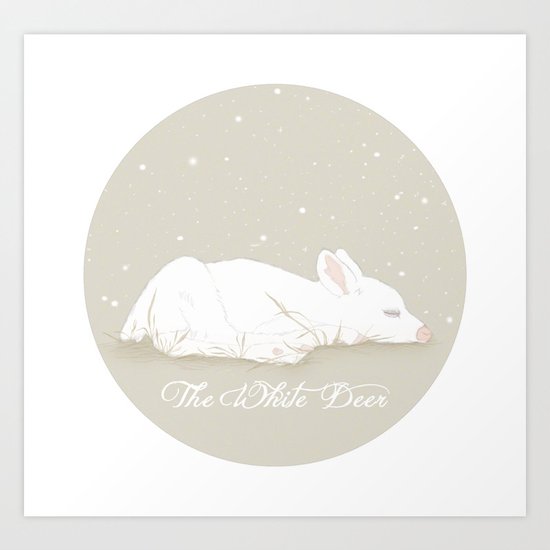 The White Deer Art Print