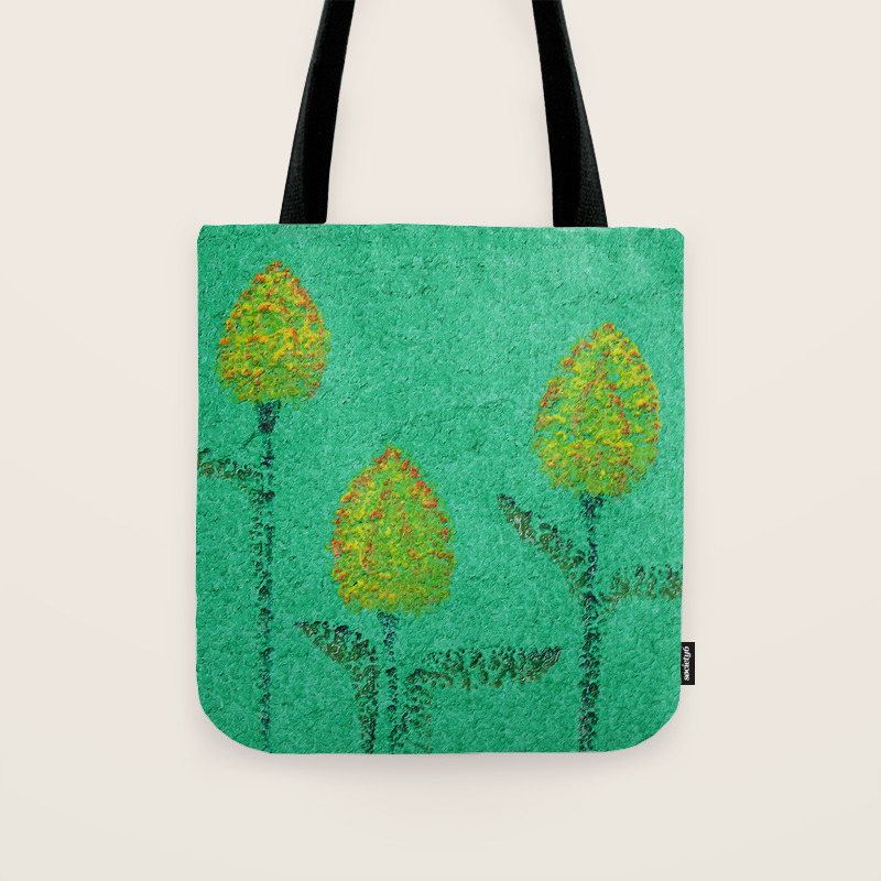 Abstract Tulips On Structure Paste Acrylic Painting Tote Bag By