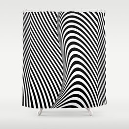 Black and White Pop Art Optical Illusion Lines Shower Curtain