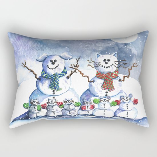It's Snowing Cats and Dogs (and Mice too) Rectangular Pillow