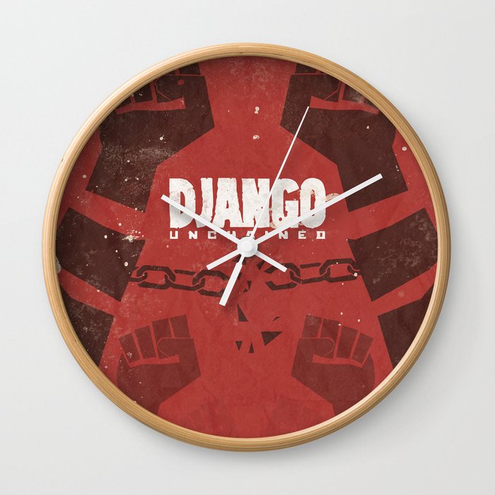 Django Unchained, Quentin Tarantino, minimalist movie poster, Leonardo DiCaprio, spaghetti western Wall Clock