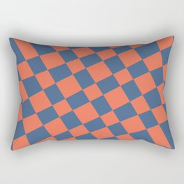 Abstract Warped Checkerboard pattern - Metallic Blue and Burnt Sienna Rectangular Pillow