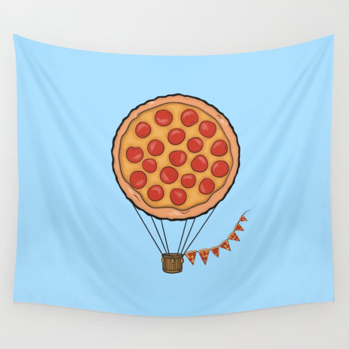 Pizza Hot Air Balloon Wall Tapestry