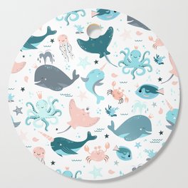 Cute seamless pattern with fish Cutting Board