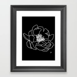 Black and White Big Floral Line Art Framed Art Print