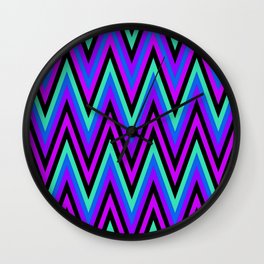 Chevron Design In Purple Blue Aqua Zigzags Wall Clock