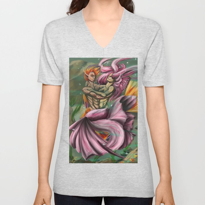 Betta and Flame Dancing V Neck T Shirt