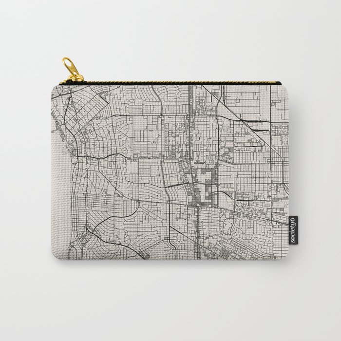 Torrance USA - City Map - Black and White Carry-All Pouch