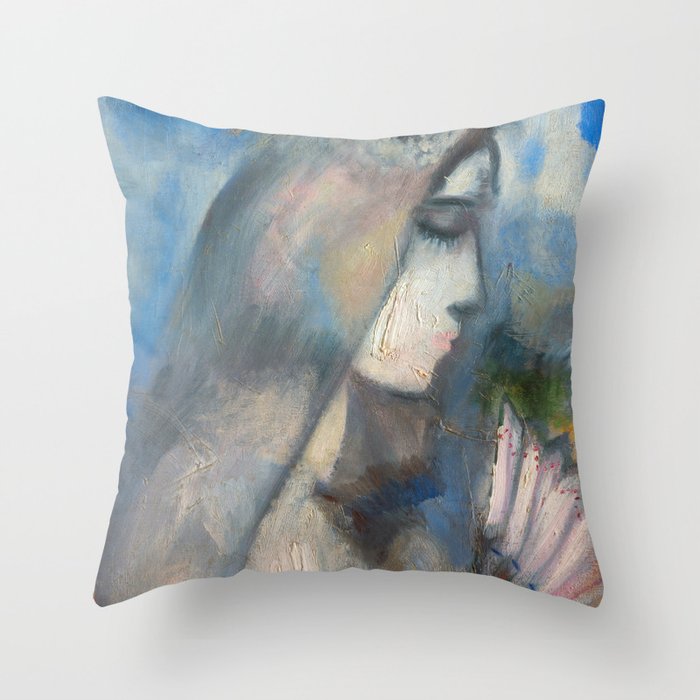 Bride with Fan is an Early Modernist oil on canvas painting created by Marc Chagall in 1911  Throw Pillow
