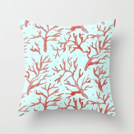 Corals from Capri island - watercolor underwater Throw Pillow