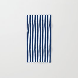 Navy Blue and White Cabana Stripes Palm Beach Preppy Hand & Bath Towel