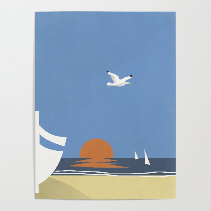 Sea sun and boat Poster by Layla Oz Society6