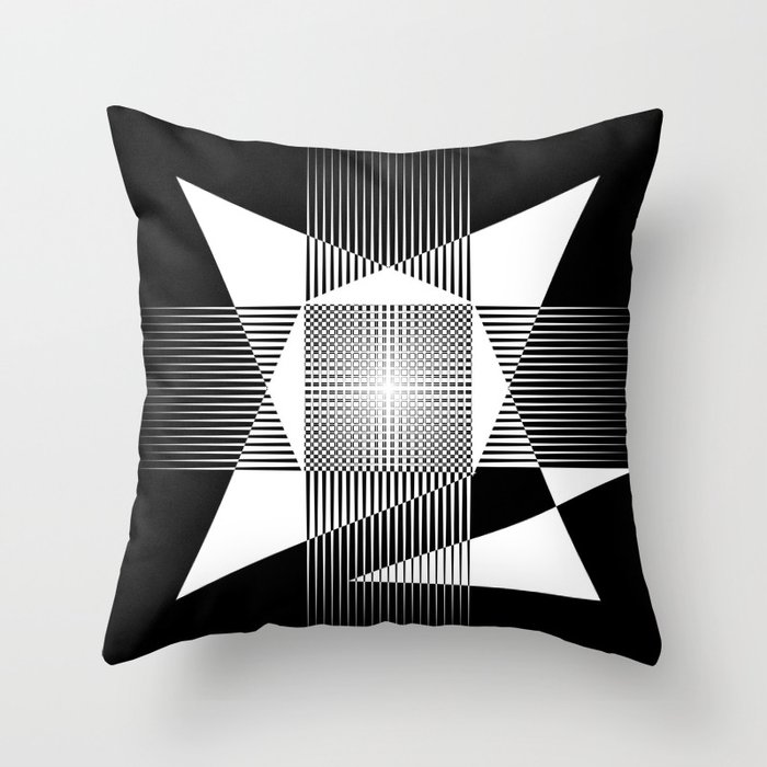 Black and White Modern Abstract Frequency Geometric / Physics Science Geek Gift/ V4 Throw Pillow