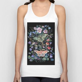 Moon Moth Mushroom Tank Top | Mystical, Foliage, Botanical, Witch, Moonmoth, Nature, Night, Moth, Hellebore, Magical 