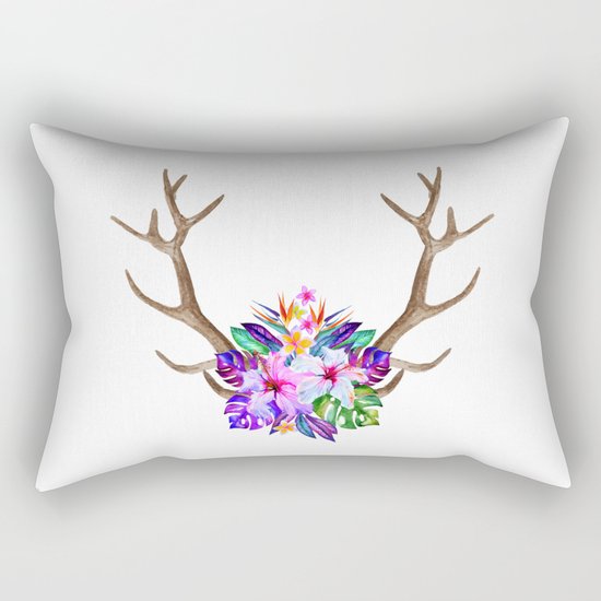 Floral Horn Rectangular Pillow