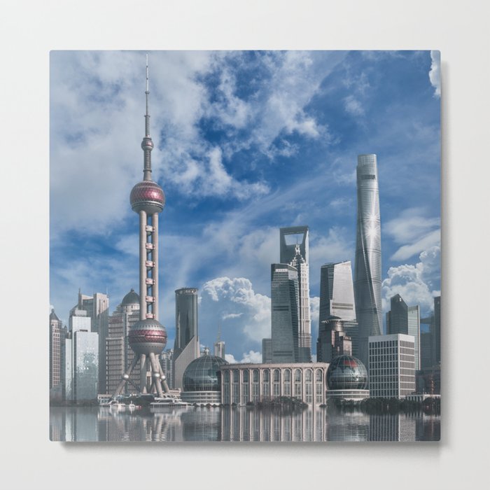 China Photography - Shanghai Under The Blue Cloudy Sky Metal Print