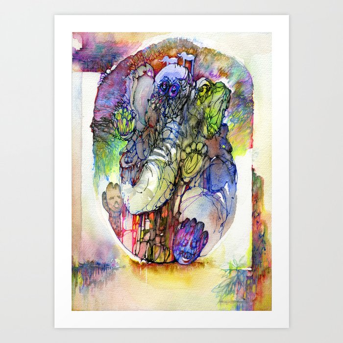 Psychedelic elephant Art Print