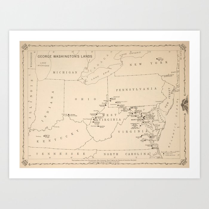 Washington Land Ownership Map Vintage George Washington Land Ownership Map (1932) Art Print By  Bravuramedia | Society6