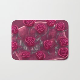 One Dozen Red Roses Painting Bath Mat