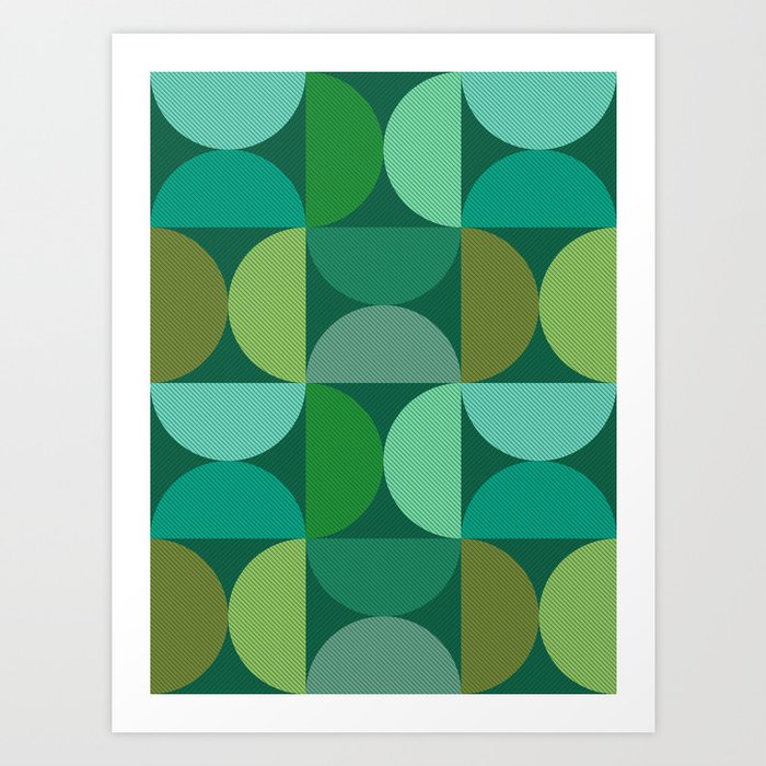 Mid Century Modern Shapes - Green Art Print