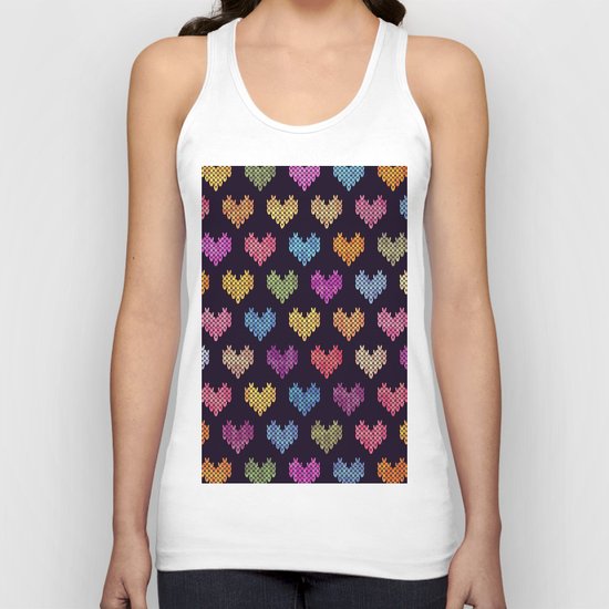 Colorful Knitted Hearts III Unisex Tank Top