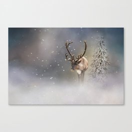 Santa Claus Reindeer in the snow Canvas Print