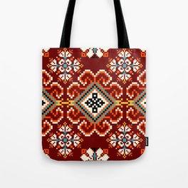 Beautiful Winter Floral Cross Embroidery Pattern Tote Bag