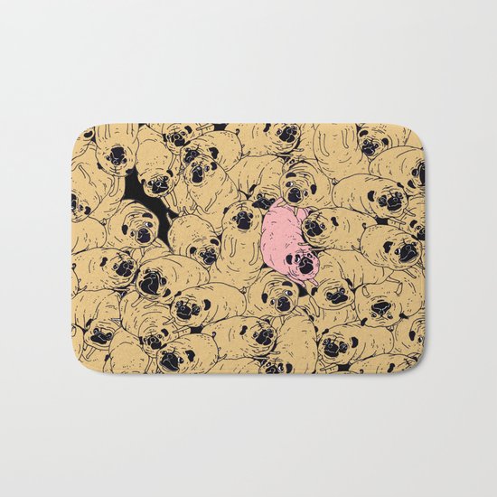 a lot a of pugs Bath Mat