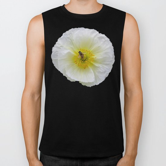 White Poppy with Bee Biker Tank