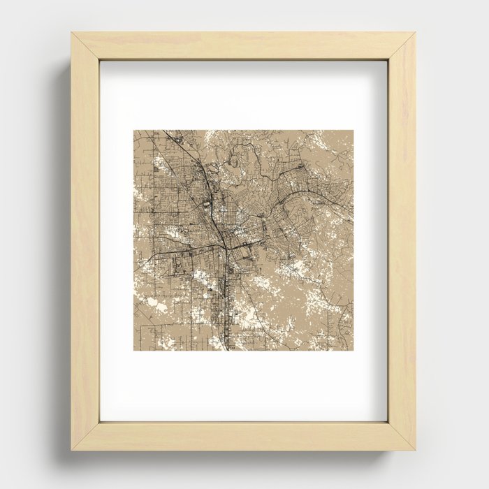 Santa Rosa, USA - Retro City Map Painting Recessed Framed Print