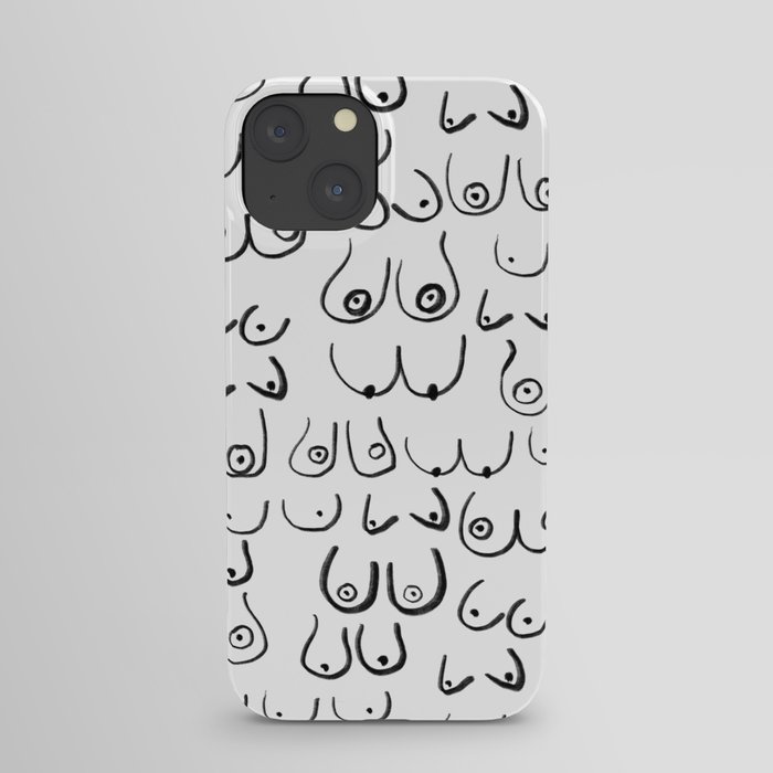 Boobs Pattern - black and white line drawing, life drawing, feminine art  iPhone Case by CharlotteWinter