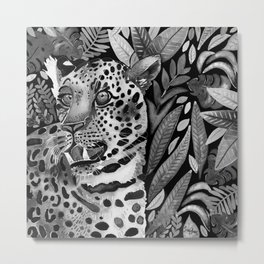 Leopard Black & White Metal Print