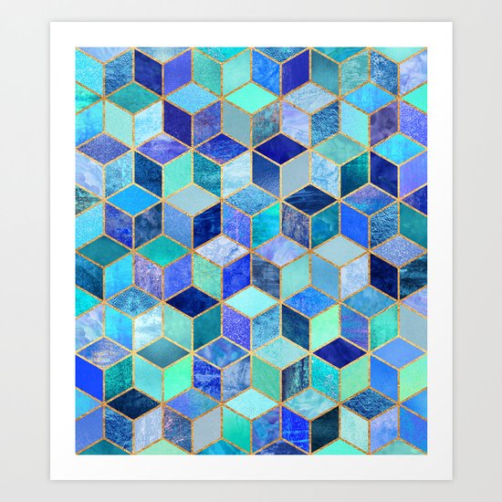 Blue Cubes Art Print