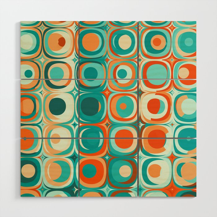 Orange and Turquoise Dots Wood Wall Art