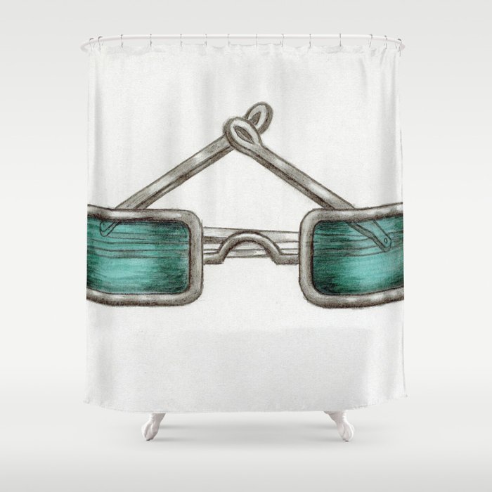 Spectacles with Green Lenses Shower Curtain