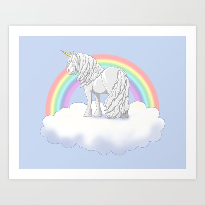 Rainbow Unicorn Gypsy Vanner Draft Horse Art Print